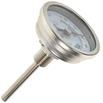 HONMEET Termómetro De Acero Inoxidable Para Vino y Cerveza Lectura Precisa y Clara Diseño Bimetálico Axial Apto Para Barriles y Recipientes De Fermentación Instalación Segura y Versátil Pa