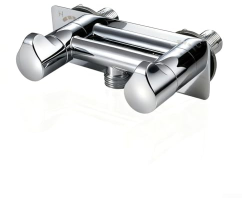 SMZhomeone Stainless Steel 4 Inch RV Shower Head Valve Featuring Leak Proof Valve And Dual Faucet, Suitable For Outdoor Shower Boxes And RVs(bright silver)