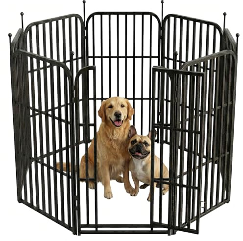 HomniTacX Metal Dog Playpen 47 8 Panels for Medium Large Dogs, Indoor Outdoor Exercise Pen for Yard RV Camping, Thickened Steel Tube, Gravity Lock & Ball Head Iron Rods