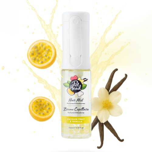 Pet Head Dog Hair Mist | Passion Fruit & Vanilla Fragrance | 100 ml | Perfumes and Deodorises | Long-Lasting & Alcohol-Free Formula | Dog Deodorant Spray for Smelly Dogs