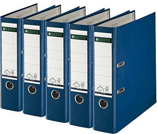 Leitz 1010-50 Qualitäts-Ordner Plastik-Cover (A4 breit| 5er Pack, Blau)