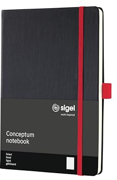 Sigel CO663 anteckningsbok Red Edition, ca. A5, fodrad, hårt fodral, elastiskt fäste, svart röd - koncept