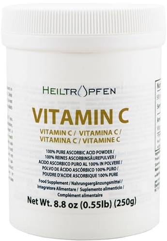 Acido ascorbico puro polvere cristallina fine 250 g - 0.55 lb | vitamina C | ingredienti Pharma (Ph. Eur, USP, BP) | Heiltropfen®