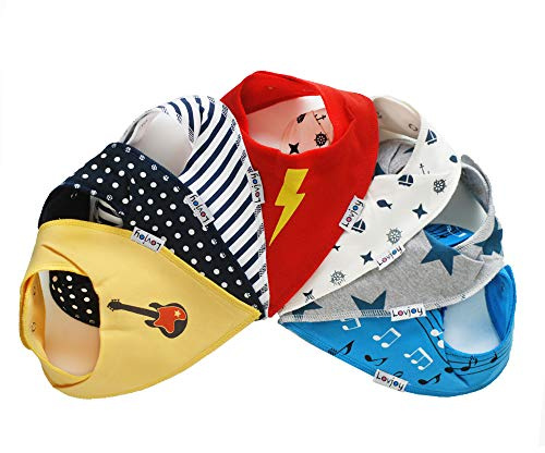 Lovjoy 100 % bomull bandana dropplappar, lätt & absorberande för varma månader, passar upp till 3 år – 7-pack (set 2)