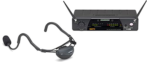 Samson AirLine 77 AH7 Fitness Headset System E3 – kabelloses Mikrofon für Fitness-Instruktoren, Sweat-resistentes Qe Headset, True-Diversity-Empfänger CR77, bis 90 m Reichweite