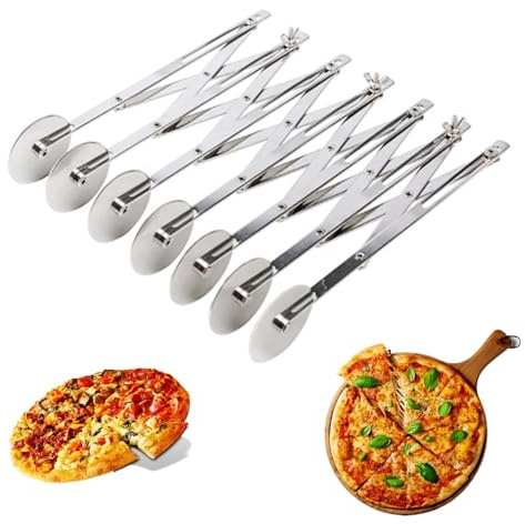 7 Wheel Pastry Cutter, Stainless Steel Pizza Cutter Multi-Wheel Dough Cutter Divider Pastry Knife Baking Cutter Adjustable Width for Kitchen Baking, Pastry, Bread