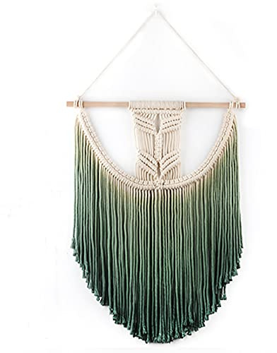 FUFRE Tapisserie Murale Macramé Tenture Murale Tapisserie en Macramé Tapisserie Tissée Bohème en Coton pour Décoration de Maison Dortoir D'Appartement - 45 * 55cm (vert)
