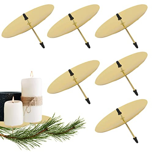 6 stycken ljushållare för adventskrans, ljusstake, guld, diameter 8 cm, metall, ljusutsläpp, adventskrans, ljuscylinder, ljusstake för advent, julbord, dekoration