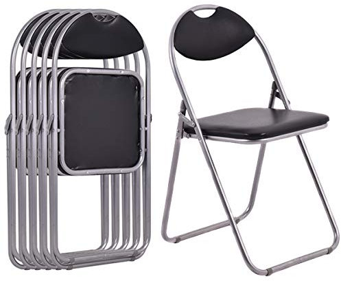 COSTWAY2/4/6 Pack Padded Folding Chair, Metal Frame Easy Storage Conference Chair with Sponge Seat, Backrest and Foot Pads, Hall Guest Seating for Bedrooms Office Events, 43x45x80cm (6)