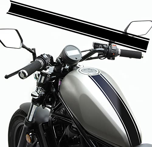 Decoración de la Etiqueta Engomada de la Tapa del Tanque de Combustible de la Motocicleta, Calcomanía de Rayas para Carrocería de Motocicleta Etiqueta Engomada de Carreras de Bricolaje, Negro