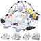 TFDER Baby Spieldecke mit Spielbogen，Multifunktionsspielbogen für Neugeborene mit 7 abnehmbaren sensorischen Spielzeugen，Krabbeldecken für Babys und Kinder ab 0+ Monaten (Schwarz und Weiß)