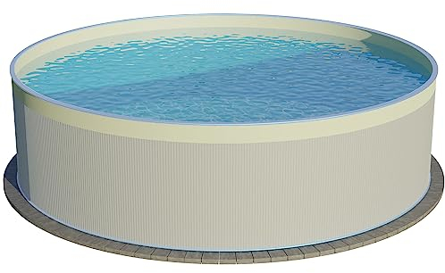 Planet Pool Stahlwandpool rund 450x120 cm, Stahl 0,4 mm weiß, Folie 0,3 mm Sand, Overlap