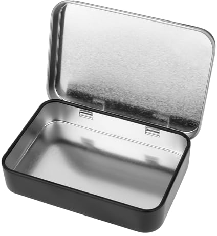 KALIONE Blechdose mit Deckel, Blechdose Schwarz Metalldose Klein 9 * 6 * 1.8cm Mini Metalldosen mit Deckel Kleine Metalldöschen Rechteckige Metallbox Schachtel für Süßigkeiten, Schmuck, Basteln