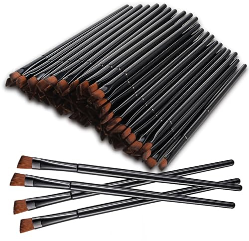 100 brochas desechables en ángulo para cejas, cepillo de tinte de cejas, cepillo plano cónico, corrector, aplicadores de sombra de ojos, pinceles desechables para maquillaje de ojos (negro)