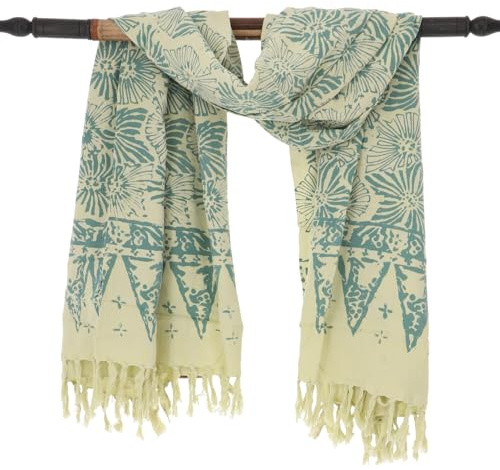 GURU SHOP Bali Batik Sarong, colgante de pared, falda envolvente, vestido de pareo, toalla de playa, hombre/mujer, naranja, sintético, talla: talla única, verde/4, Talla única