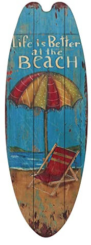 Awleynz Tavola da surf estiva decorativa, 45,5 cm, decorazione da parete in legno con tavole da surf, decorazione da parete per esterni, decorazione per piscina per pareti sul mare, bar tropicali