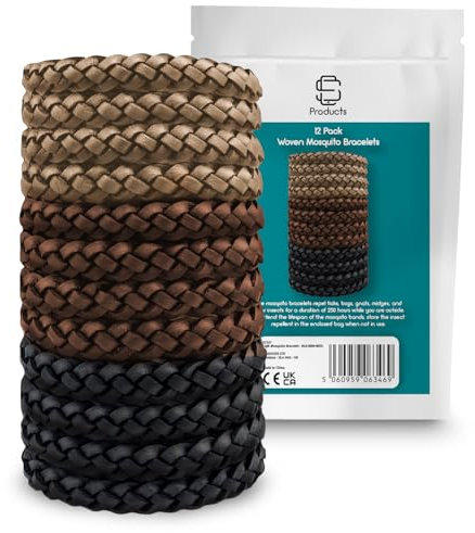 SC Products Mosquito Repellent Bracelet (12-Pack) | DEET Free Insect Midge Bug & Mosquito Bands for Adults & Kids | Waterproof Insect Repellent Bracelet 12pc with 300 Hours /12 Days of Protection