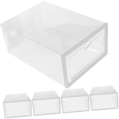 BESTOYARD 5pezzi Scatole Per Scarpe Trasparenti Impilabili Contenitore Per Scarpe Plastica Organizer Di Con Design Cassetto Dimensioni Per Sneakers E Tacchi
