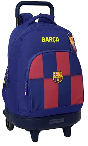 Safta F.C. Barcellona 1ª attrezzatura 25/26 - Zaino grande con ruote, compatto, rimovibile, ideale per bambini di diverse età, comodo e versatile, qualità e resistenza, 33 x 22 x 45 cm, blu/granata, M