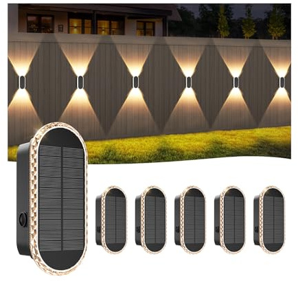 A.bigwhale Solar Vägglampa Utomhus, Solcellslampor För Utomhusbruk, 6 Stycken Utomhusväggslampor Led Trädgårdslampor Belysning, 3 Färger Vattentät Solcelllampa För Staket Vägg Terrass Trädgård Balkong