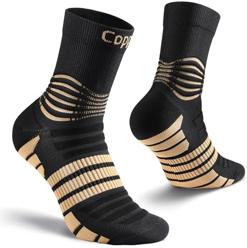 NEENCA Professional Copper Compression Socks, Medical Ankle Support Socks for Injuries Recovery & Pain Relief, Women & Men Circulation, Swelling, Runner, Travel, Pregnancy, Flying—1 Pair, 20-30 mmHg
