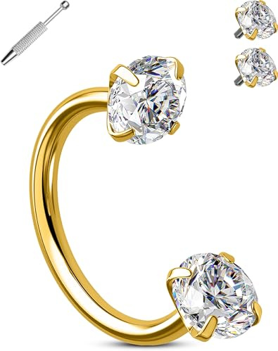 OUFER Body Piercing Anneaux de nez en forme de fer à cheval 20 g/18 g - Filetage interne - En acier chirurgical 316L - Piercing de nez pour lèvre, sourcil, hélix, daith, oreille - Bijoux de piercing