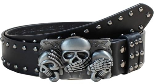 HiyyFloy Cinturón De Calavera Punk para Mujer, Cinturón De Cuero con Hebilla De Calavera, Cinturón Punk Decorativo, Cinturón con Remaches Y2k para Pantalones, Accesorios De Disfraz.