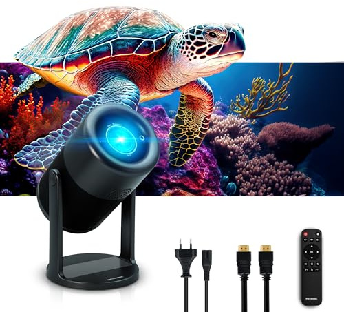 METRONIC 475350 Videoproiettore Portatile con WiFi e Bluetooth, Altoparlanti Integrati – Ideale per Videogiochi, Film e Presentazioni – Potente Proiezione fino a 5 m con Telecomando – Colore Nero