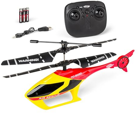 Carson Cyber Copter Rescue 2,4 GHz 100% RTF – Hélicoptère, pour débutants, hélico RC, Jouet télécommandé, télécommande RC, Jaune