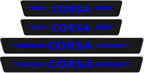4Pcs Car Door Sill Protectors Strips,for Op-el Corsa A B C D E F 2000-2019, 4Pcs Anti Scratch Carbon Fiber Threshold Edge Entry Guard Stickers Kick Plates Styling Accessories (Blue)
