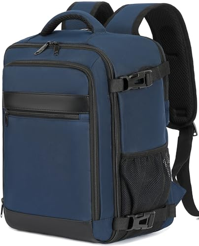 KLOSTAIN Sac à dos Voyage Cabine Avion 40x30x20 Bagage Cabine pour Ryanair easyJet Eurowings 24L Sac à dos Anti-vol pour Ordinateur 15,6 Pouces Homme Femme Bleu Profond