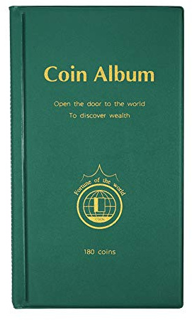 MULOVE 180 Pochettes Album de Collection Pieces de Monnaie, Album Collecteur Convient pour Diamètre de Pièces de Monnaie Rangement Inférieur à 4,4cm,Vert