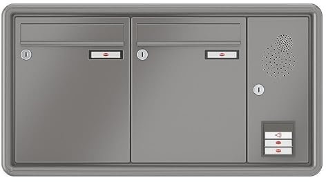 RENZ / RS3000 / 2er Unterputz-Briefkastenanlage Einbau-Briefkasten mit Sprechfeld/RAL-Farbe 9007 Volumen 8 L/Dein-Briefkasten.de