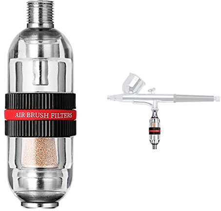 Rosemary Mini Airbrush in-Line luftfilter, dubbel filtrering (brons + bomull) vattenoljeavskiljare, 1/8 tum BSP-tråd fuktfälla för kompressor sprutpistol, modellmålning och nagelkonst