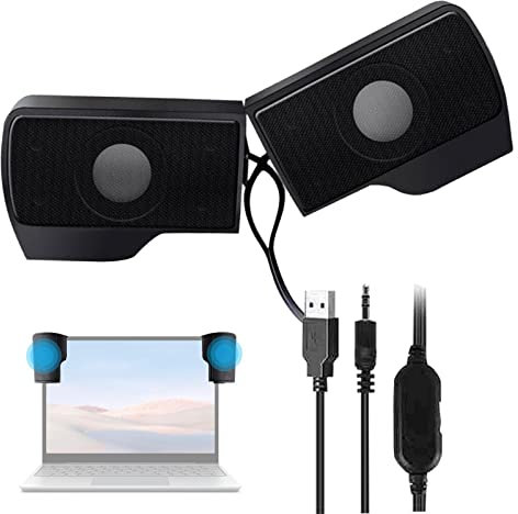 cypreason Enceinte d'ordinateur – Haut-parleur externe Clip Screen 2.0 – son multimédia filaire alimentée par USB pour ordinateur portable PC