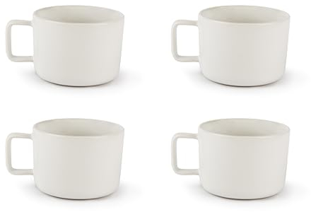Excelsa Nordic Lot de 4 tasses jumbo blanches, céramique Stoneware, capacité 400 ml.