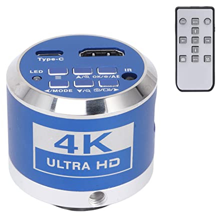 Mikroskopkamera, 4K 1080P HDMI Industrielle Elektronische Digitale Videomikroskopkamera mit Fernbedienung, Hochempfindlicher CMOS-Sensor, Digitalkamera für Mikroskope (EU-Stecker)