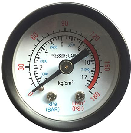 jojobasec 0~180PSI 0-12Bar Utility Air Pressure Gauge Fitting Connection for Air Compressor Water Oil Diameter 4.2cm