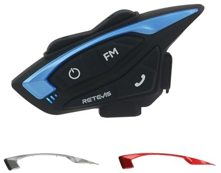 Retevis EZTalk 3A Bluetooth Motorrad Headset, 5.1 Kabelloser Gegensprechanlage, 3s Wiederverbindung, 28 h Gegensprechanlagen, 1000m Talkie, FM, IP65, Motorrad Headset zum Radfahren, Pendeln(1Stück)
