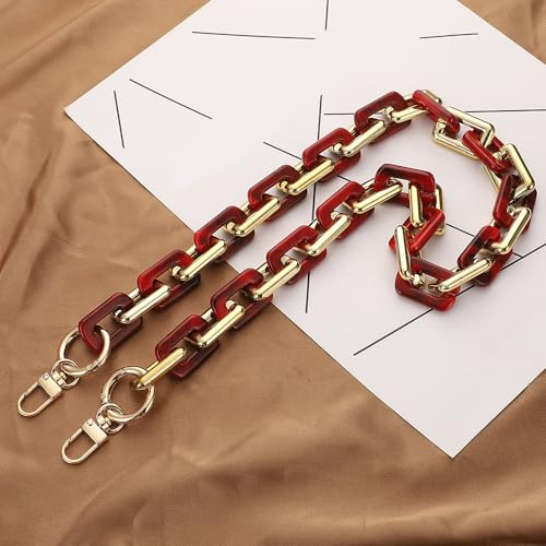 Catena per borse in acrilico, catena a catena, tracolla da donna, borsa a tracolla, tracolla, tracolla, borsa a mano, tracolla di ricambio, accessori con fibbie in metallo per borsa, rosso, larghezza