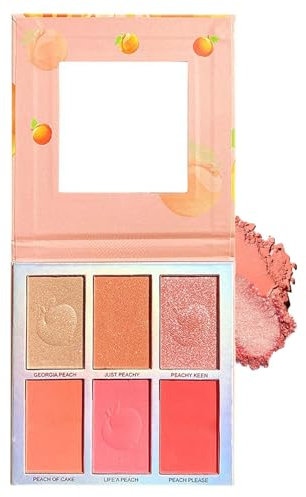 Blush & Highlighter Palette, 6 Farben Matte Rouge Shimmer Highlighter Makeup Palette, Wasserfest & Schweißresistente Blush Puder, Langanhaltende Make-Up Highlighter, Glattes Pulve, Nicht Fettige