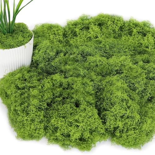 100 g, muschio artificiale, muschio artificiale, per artigianato, piante verdi finte per giardino, ufficio, Natale, Capodanno, decorazione della casa (50 g verde chiaro + 50 g verde scuro)