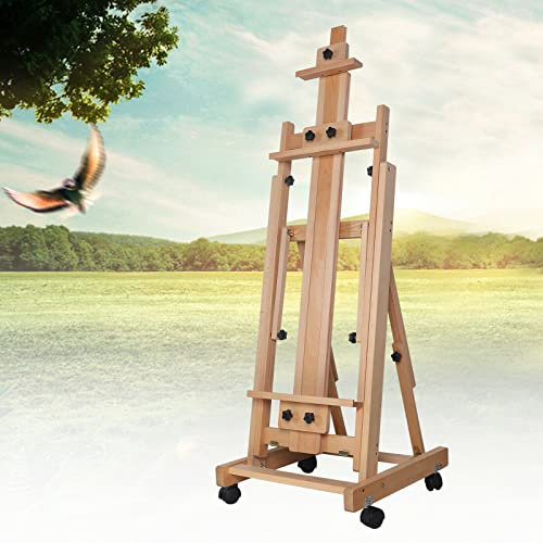 Caballete de madera de haya roja ajustable para pintura al óleo, bocetos, inclinación hacia adelante y hacia atrás, plegable, altura publicitaria de 143 a 232 cm