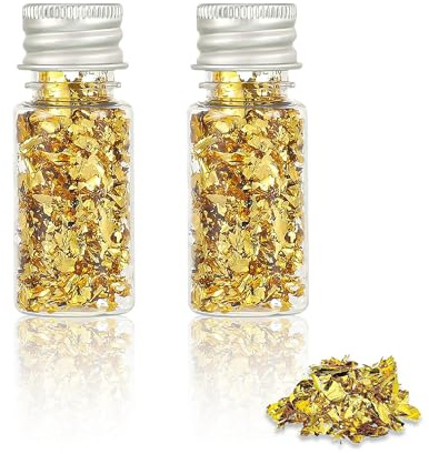 2 Bottles Gold Leaf Sheets Multifunctional Foil for DIY Craft Home Decor