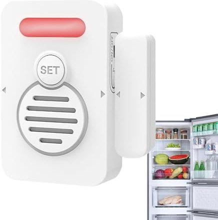 Alarma para Puerta de , Alarma de refrigerador con recordatorios de Voz Ajustables, recordatorio de Puerta Cerrada y Alerta de Voz Cuando se Deja Abierta para el hogar, Tienda, Tienda de
