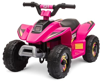 Straame 6V Electric Ride-On Quad Bike for Toddlers – ATV for Ages 18–36 Months, For-ward/Reverse, 4-Wheel Design, 1.9–3.8 km/h Speed, 72×40×45.5 cm (Pink)
