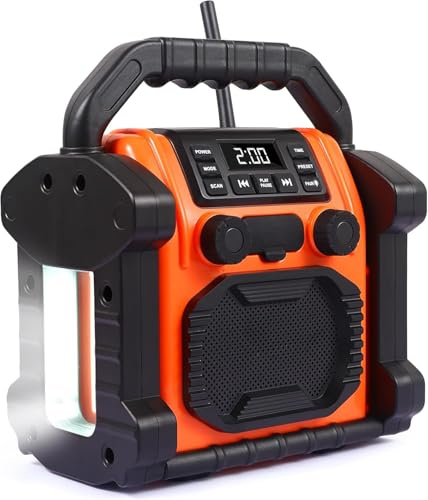Bingxue Jobsite Outdoor Radio Waterproof Speaker,8000mAH Battery, IPX 66 Waterproof Cell Phone Charging, Portable Worksite Speaker with LED Lights, Portable Jobsite Speakers for Outdoor/Work/Garage