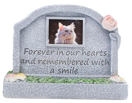 mophrati Monument commémoratif pour Animaux de Compagnie, stèle funéraire en résine pour Chat, à Poser sur Un Porche extérieur, Gris, Manquer