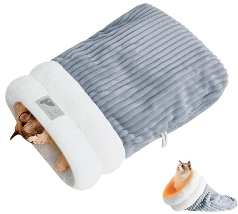 BJHYIZ Cat Sleeping Bag, Wrap Pet Sleep Sack Windproof Beds Cave Nest Sleepings Bag Cave Bed Cozy Pet Nest Bed for Indoor Cats Puppy Kitten Rabbit(Blue)