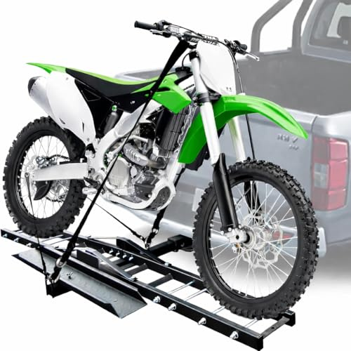 Porte-attelage de moto en acier robuste de 226,8 kg avec rampe de chargement, verrou anti-basculement et anti-oscillation, attelage de remorquage de moto